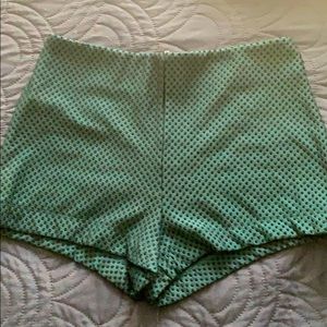 Green & black polka dot shorts